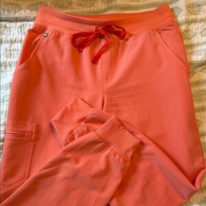 Beautiful Coral Jogger Pants with Dark Red Drawstring